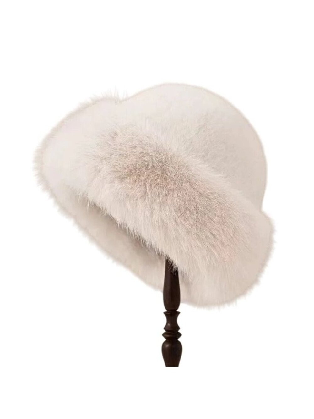 2/$30 Faux Fur Mink Milky White OS Hat Brimless Plush Fluffy Skiing Warm - Picture 5 of 8
